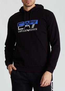 Худі з логотипом на грудях EA7 Emporio Armani з бавовни, фото